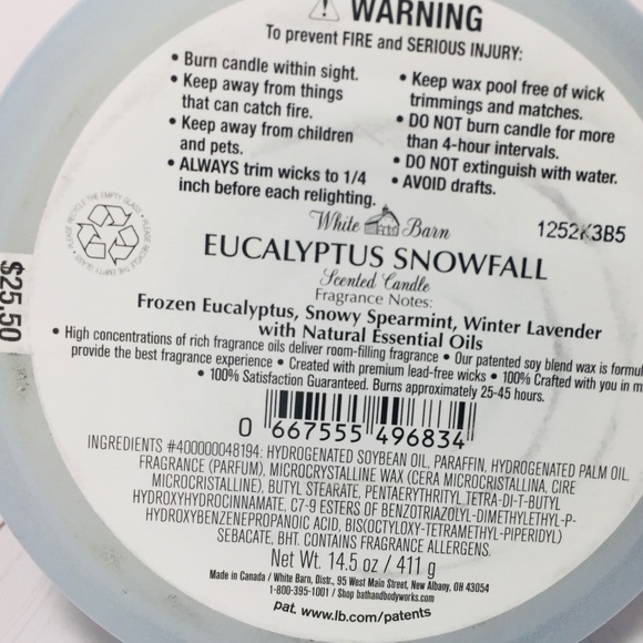 EUCALYPTUS SNOWFALL 3 Wick Candle - Picture 3 of 3